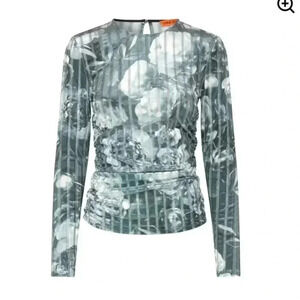 NWT Stine Goya Vanessa 1905 Striped Velvet Devore Metallized Peonies size XL